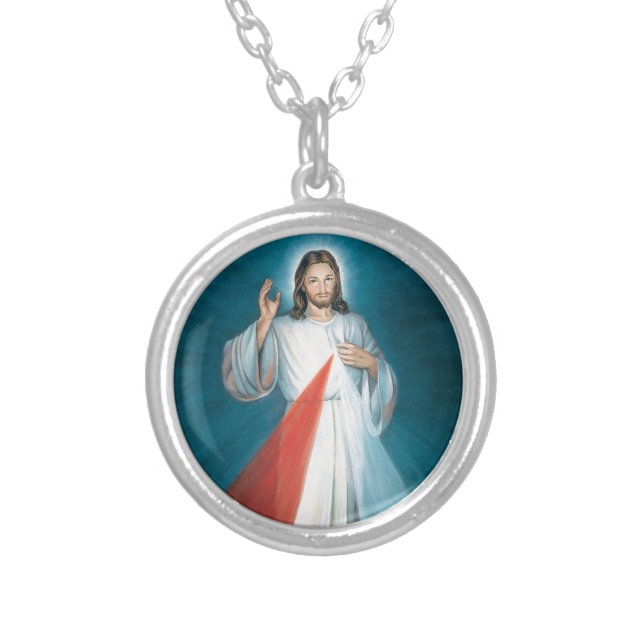 divine mercy silver plated necklace (Front)