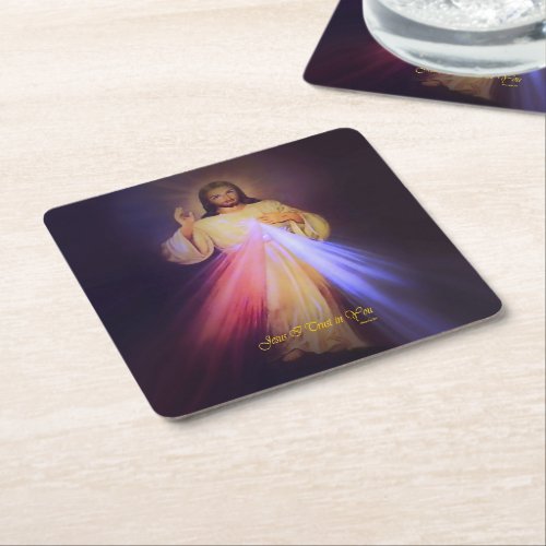 Divine Mercy Square Paper Coaster