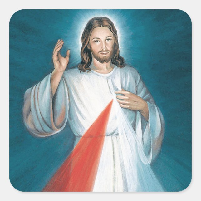 divine mercy square sticker (Front)