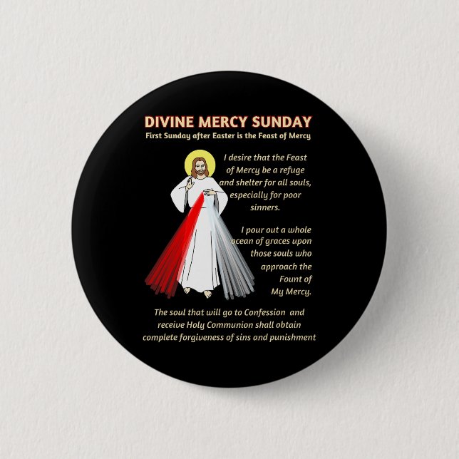 Divine Mercy Sunday First Sunday After Easter  Button (Front)