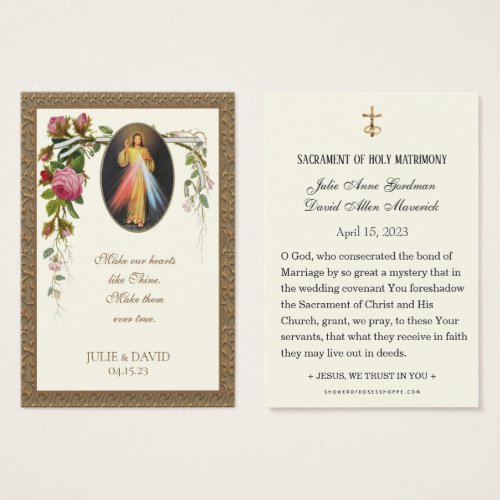 Divine Mercy Wedding Roses Prayer Card 