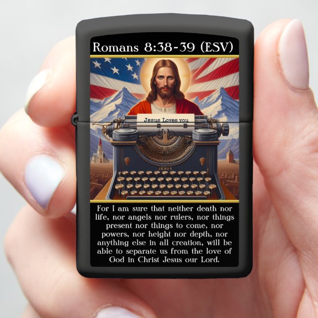 Divine Message: Jesus, Typewriter, American Dream Zippo Lighter (In Hand)