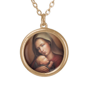 Divine Motherhood Gold Plated Necklace