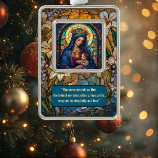 Divine Motherhood Madonna & Baby Jesus Golden Halo Christmas Ornament