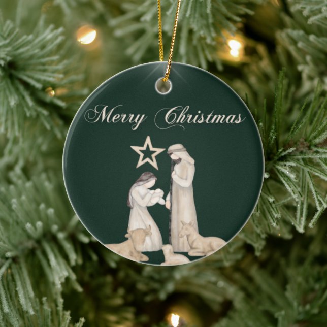 Divine Nativity: The Most Blessed Embrace Ceramic Ornament (Tree)