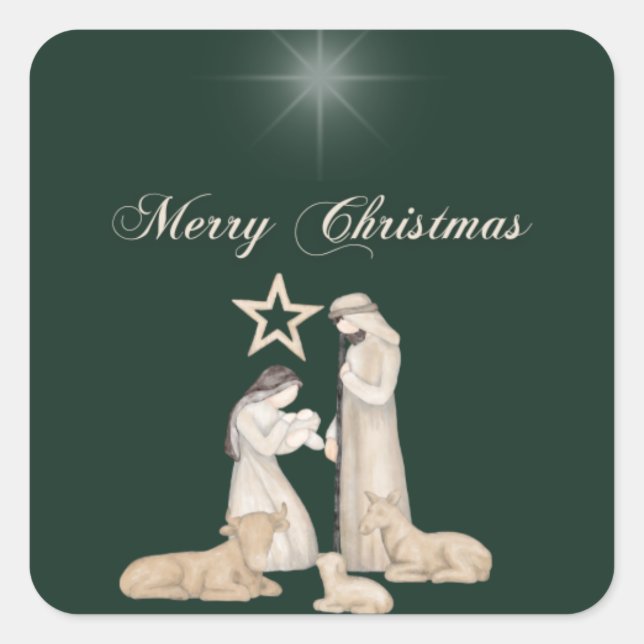 Divine Nativity: The Most Blessed Embrace-Stickers Square Sticker (Front)