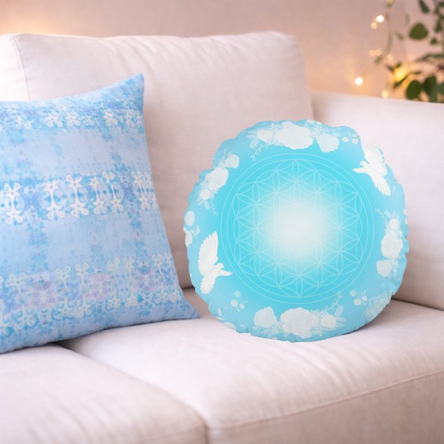 Divine Peace – Color of Heart Round Pillow (Creator Uploaded)