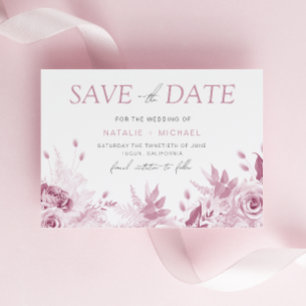 Divine Pink Rose Wedding Save The Date