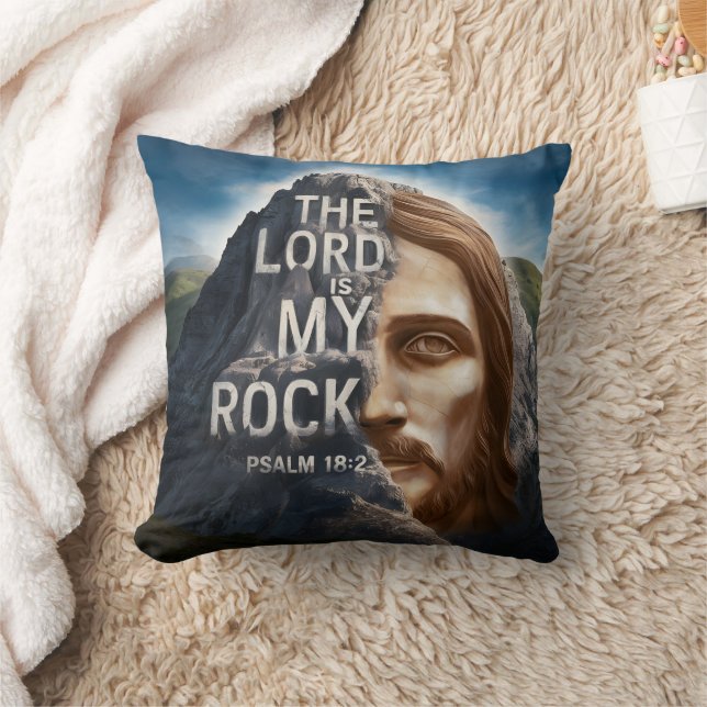 Divine Portrait: The Lord Is My Rock Throw Pillow (Blanket)