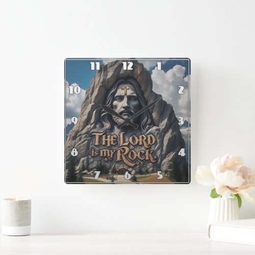 Divine Presence Among the Mountains Square Wall Clock