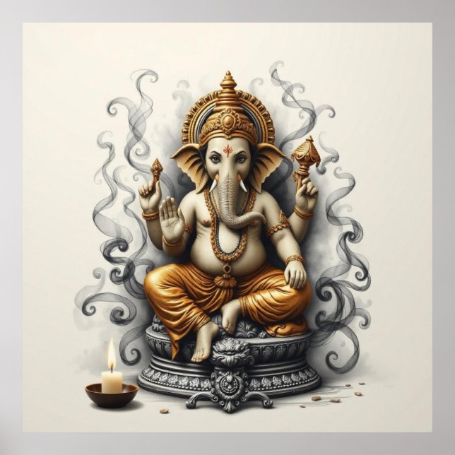 Divine Presence: Ganesha Art Poster (Front)