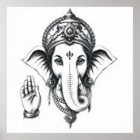 Divine Presence: Ganesha Charcoal Art