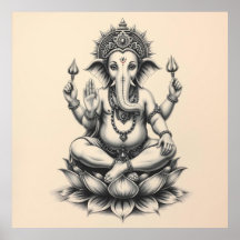 Divine Presence: Ganesha Charcoal Art