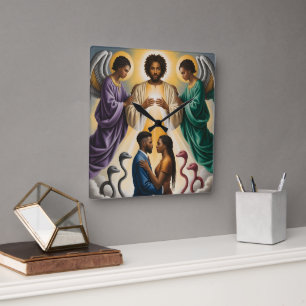 Divine Protection Black Couple Decorative Clock