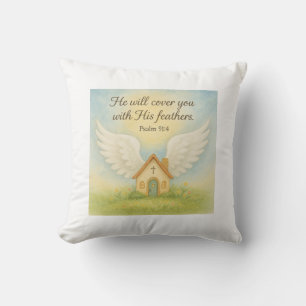 Divine Protection – Psalm 91:4 Throw Pillow