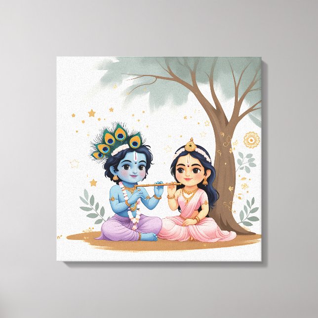 Divine Radha Krishna Canvas Print | Spiritual (Front)