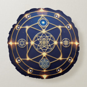 Divine Radiance – 5: Illuminated Universal Energy Round Pillow
