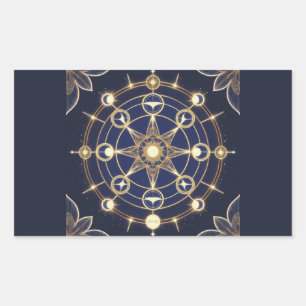 Divine Radiance – Golden Mandala of Awakening Rectangular Sticker