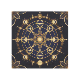 Divine Radiance – Golden Mandala of Awakening Wood Wall Art