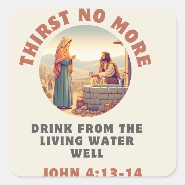 Divine Refreshment: John 4:13-14 Hard  Square Sticker (Front)