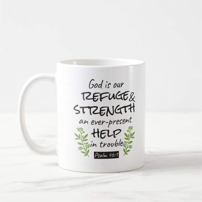Divine Refuge - Psalm 46:1 for Spiritual Comfort a Coffee Mug (Left)