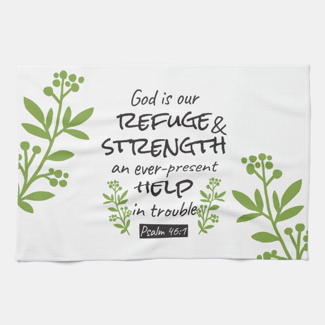 Divine Refuge - Psalm 46:1 for Spiritual Comfort a Kitchen Towel (Horizontal)