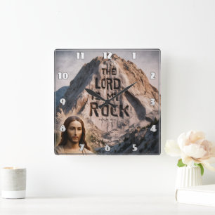 Divine Revelation: The Lord Is My Rock Square Wall Clock