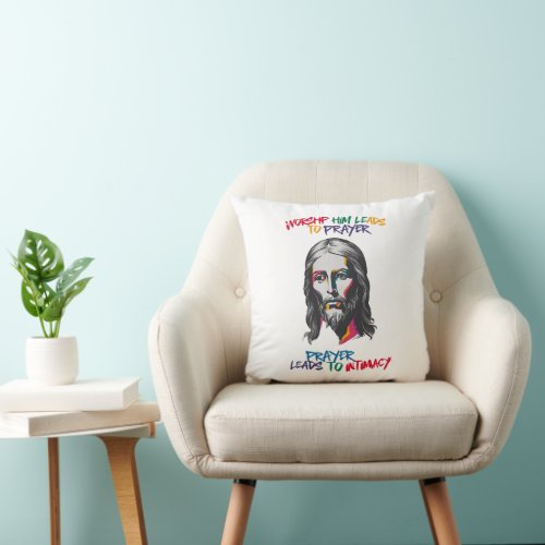 Divine Revelation Worship Him Leads to Prayer Throw Pillow