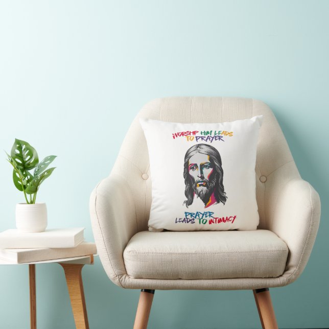 Divine Revelation: Worship Him Leads to Prayer Throw Pillow (Chair)