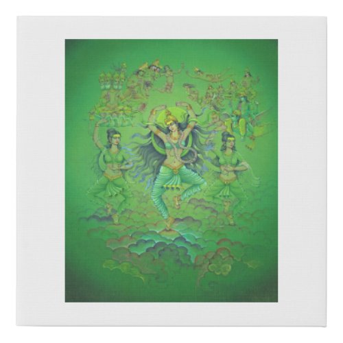 Divine River Goddess Ganga dancing merily  Faux Canvas Print