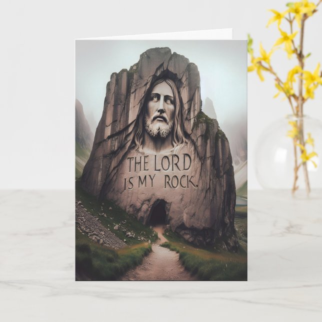 Divine Rock: Jesus Engraved The Lord Is My Rock Card (Yellow Flower)