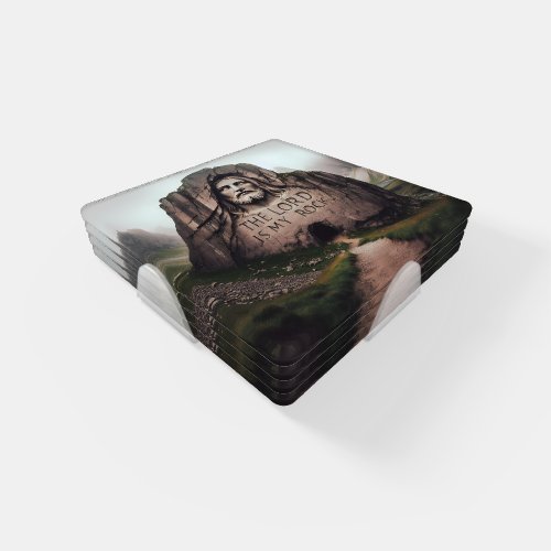 Divine Rock Jesus Engraved The Lord Is My Rock Coaster Set