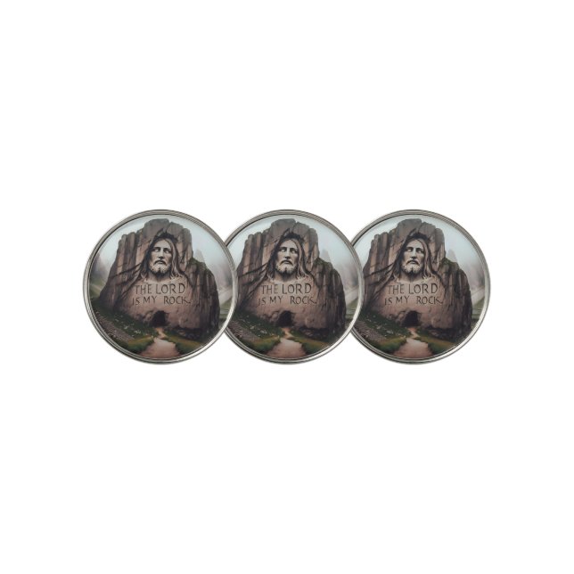 Divine Rock: Jesus Engraved The Lord Is My Rock Golf Ball Marker (3 Up)