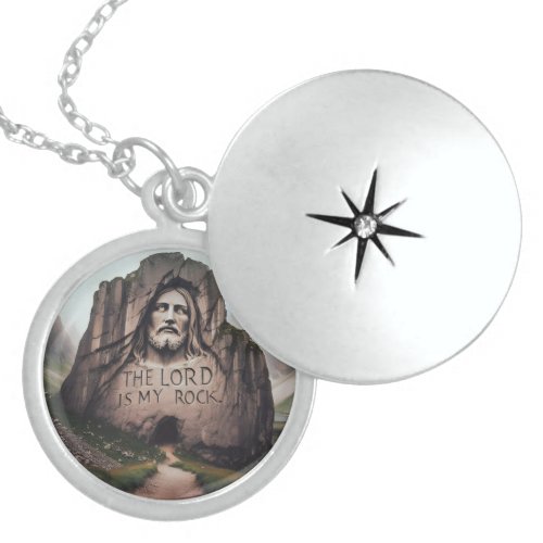 Divine Rock Jesus Engraved The Lord Is My Rock Locket Necklace