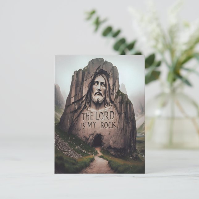 Divine Rock: Jesus Engraved The Lord Is My Rock Postcard (Standing Front)