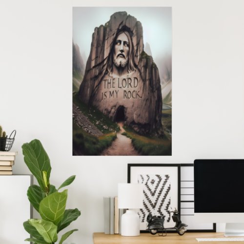 Divine Rock Jesus Engraved The Lord Is My Rock Poster