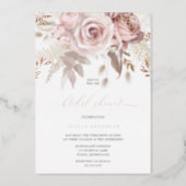Divine Rose Gold Blush Floral Bridal Shower Foil Invitation (Front)