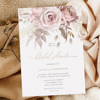 Divine Rose Gold Blush Floral Bridal Shower Foil Invitation by Nicheandnest at Zazzle