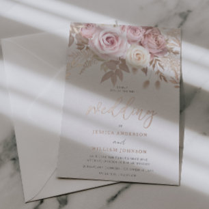 Divine Rose Gold Blush Floral New Season Wedding Foil Invitation