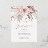 Divine Rose Gold Blush Floral Quinceanera Foil Invitation (Standing Front)