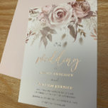 Divine Rose Gold Blush Floral Wedding Foil Invitation<br><div class="desc">The "Divine Rose Gold Blush Floral Wedding Foil Invitation" is the epitome of elegance and romance. Set against a gentle blush backdrop, this invitation showcases delicate florals in soft shades of pink and white, harmoniously intertwining with shimmering rose gold foil accents. The sophisticated calligraphy exudes timeless grace, making it a...</div>
