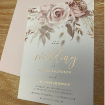 Divine Rose Gold Blush Floral Wedding Foil Invitation