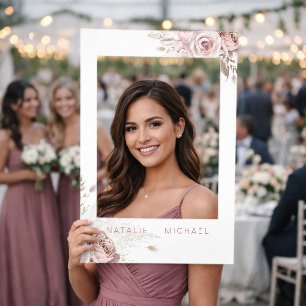 Divine Rose Gold Blush Floral Wedding Selfie Frame