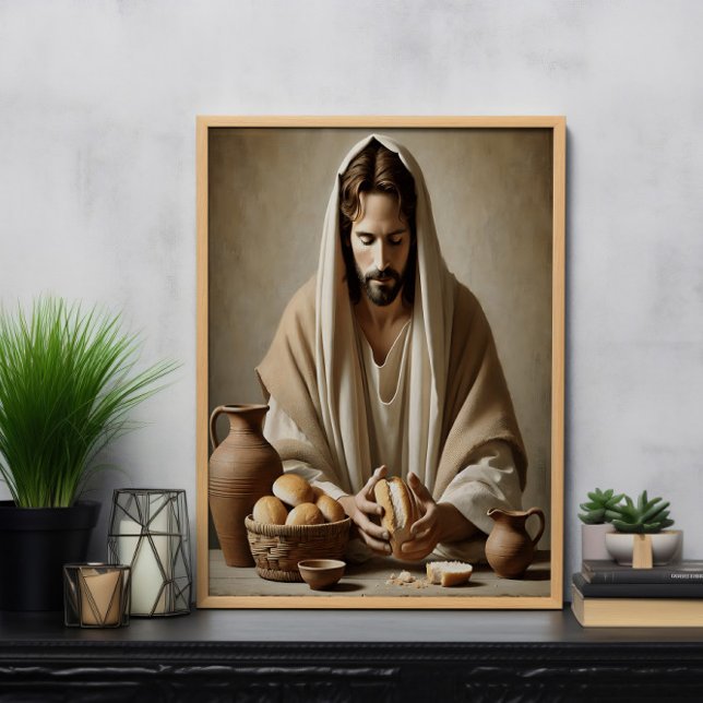 Divine Sacrament: Jesus Breaking Bread Poster (Creator Uploaded)