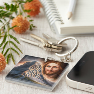 Divine Savior: The Lord Is My Rock Keychain