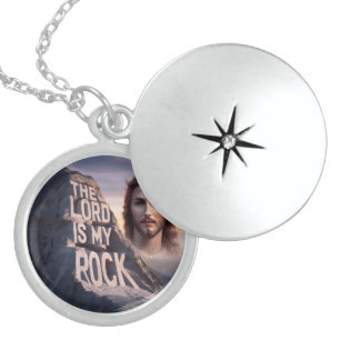 Divine Savior: The Lord Is My Rock Locket Necklace