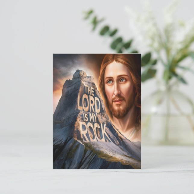 Divine Savior: The Lord Is My Rock Postcard (Standing Front)