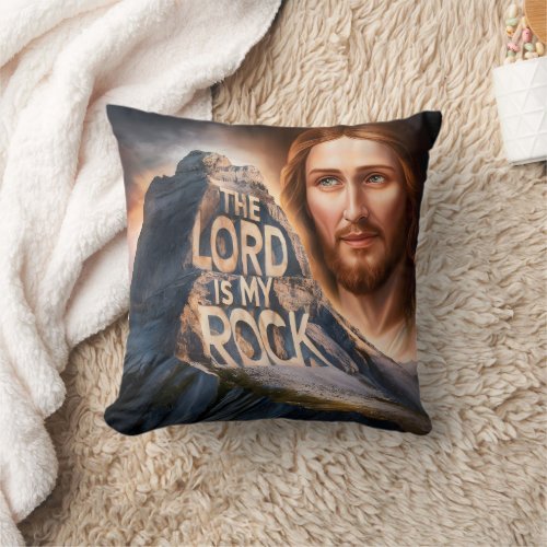 Divine Savior The Lord Is My Rock Throw Pillow