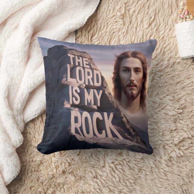Divine Savior: The Lord Is My Rock Throw Pillow (Blanket)