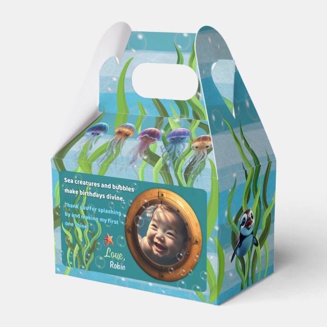 Divine Sea Creatures Party Gable Favor Box (Front Side)
